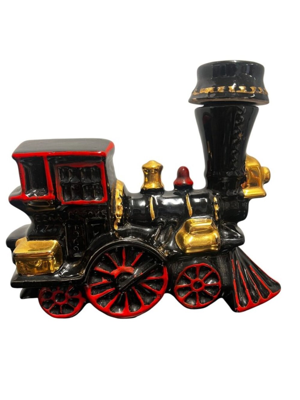 Vintage Ezra Brooks whiskey decanter, EMPTY, black train locomotive